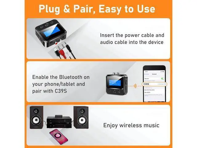 Alt view image 5 of 7 - Bluetooth Receiver for Old Stereo 3.5mm AUX Bluetooth Audio Adapter for Stereo Receiver Wired Speakers Home Theater Amplifier with RCA L/R 3.5mm Jack Low Latency for Music Streaming TF Card Play