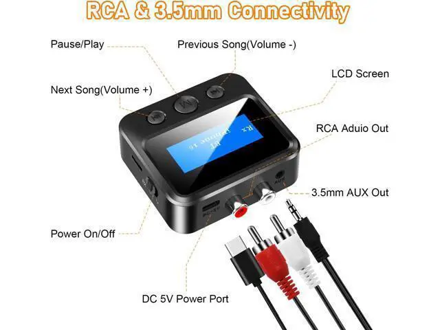 Alt view image 7 of 7 - Bluetooth Receiver for Old Stereo 3.5mm AUX Bluetooth Audio Adapter for Stereo Receiver Wired Speakers Home Theater Amplifier with RCA L/R 3.5mm Jack Low Latency for Music Streaming TF Card Play
