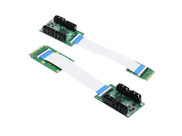 Alt view image 2 of 7 - FVH Mini PCI-E PCI Express & NGFF A+E Key to SATA 3.0 Four Ports Adapter Cable 6Gbps Hard Drive Extension Card for SSD