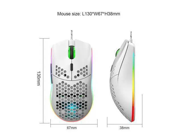 Alt view image 3 of 7 - TROPRO Programmable RGB Gaming Mouse, 6 DPI (1000/1600/2400/3200/4800/6400) 96g Ultra Lightweight Honeycomb Optical LED Wired Mouse with Programmable 6 Keys RGB Marquee Effect Light