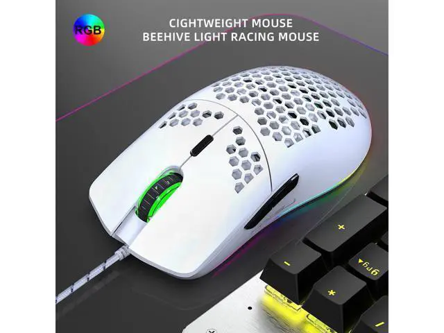 Alt view image 6 of 7 - TROPRO Programmable RGB Gaming Mouse, 6 DPI (1000/1600/2400/3200/4800/6400) 96g Ultra Lightweight Honeycomb Optical LED Wired Mouse with Programmable 6 Keys RGB Marquee Effect Light