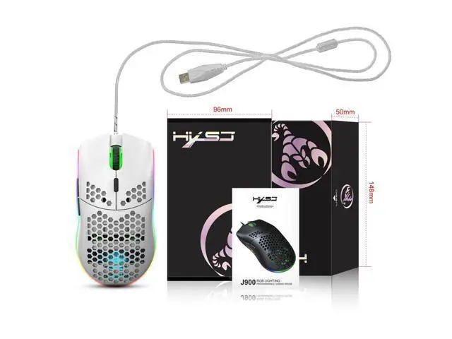 Alt view image 7 of 7 - TROPRO Programmable RGB Gaming Mouse, 6 DPI (1000/1600/2400/3200/4800/6400) 96g Ultra Lightweight Honeycomb Optical LED Wired Mouse with Programmable 6 Keys RGB Marquee Effect Light