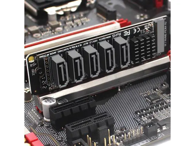 Alt view image 3 of 7 - PCI Express to SATA 3.0 6Gbps 5 Ports Adapter Extension Card JMB585 2280 Converter Hard Drive NGFF NVME M-Key