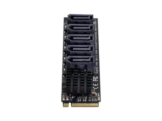 Alt view image 5 of 7 - PCI Express to SATA 3.0 6Gbps 5 Ports Adapter Extension Card JMB585 2280 Converter Hard Drive NGFF NVME M-Key