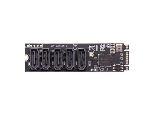 Alt view image 2 of 4 - M.2 (PCIe 3.0) to 5 Ports SATA III 6G SSD Adapter with SATAIII Cable Support UEFI PCIe Gen3x2 Non-RAID Jmb 585 Chip