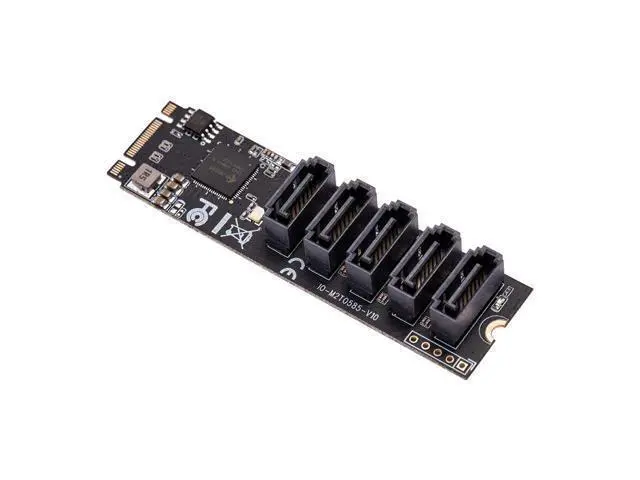 Alt view image 4 of 4 - M.2 (PCIe 3.0) to 5 Ports SATA III 6G SSD Adapter with SATAIII Cable Support UEFI PCIe Gen3x2 Non-RAID Jmb 585 Chip