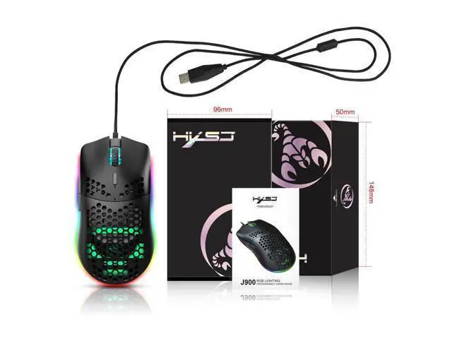Alt view image 7 of 7 - TROPRO Programmable RGB Gaming Mouse, 6 DPI (1000/1600/2400/3200/4800/6400) 96g Ultra Lightweight Honeycomb Optical LED Wired Mouse with Programmable 6 Keys RGB Marquee Effect Light