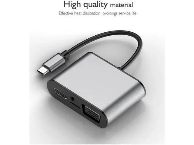 Alt view image 3 of 7 - 8 in 1 USB-C / Type-C to 3 USB 3.0 + USB-C / Type-C + HDMI + VGA Interfaces HUB Adapter with Micro SD Card Slot & 3.5mm AUX