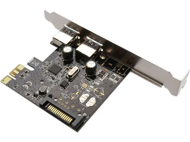 Alt view image 6 of 7 - Syba USB 3.0 PCI-E x1 Adapter Card, 2 External USB 3.0 Type A Ports, Requires SATA Power, Renesas Chipset - SD-PEX20160