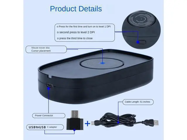 Alt view image 4 of 6 - Mouse Jiggler USB Mouse Mover Mouse Movement Simulator with ON/OFF Switch for Computer Awakening, Keeps PC Active
