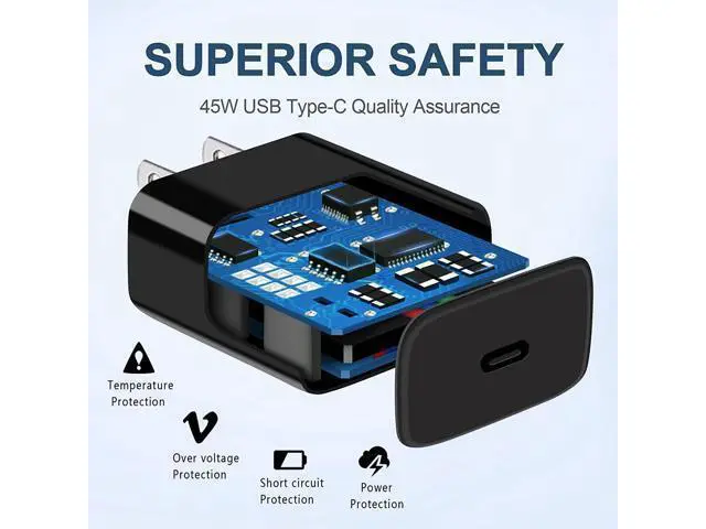 Alt view image 4 of 7 - 45W USB C Charger,2-Pack Samsung Super Fast Charging Wall Charger for Samsung Galaxy S22 Ultra/S22/S22 Plus/S23 Ultra/S23/S23 Plus/S21/Note 10/10 Plus,Galaxy Tab S8/S8+/S8 Ultra with 5ft Type C Cord