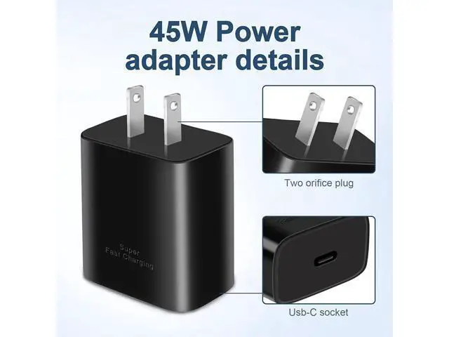 Alt view image 5 of 7 - 45W USB C Charger,2-Pack Samsung Super Fast Charging Wall Charger for Samsung Galaxy S22 Ultra/S22/S22 Plus/S23 Ultra/S23/S23 Plus/S21/Note 10/10 Plus,Galaxy Tab S8/S8+/S8 Ultra with 5ft Type C Cord