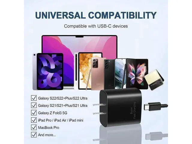 Alt view image 6 of 7 - 45W USB C Charger,2-Pack Samsung Super Fast Charging Wall Charger for Samsung Galaxy S22 Ultra/S22/S22 Plus/S23 Ultra/S23/S23 Plus/S21/Note 10/10 Plus,Galaxy Tab S8/S8+/S8 Ultra with 5ft Type C Cord