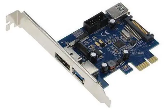 Main image of External USB3.0 Port Power eSATA Port Internal USB 3.0 9pin USB Header PCIe Card With 15pin SATA Power Socket (NEC / Renesas uP