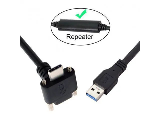 Alt view image 5 of 7 - FVH 8.0M Down Up Angled USB 3.1 Type-C Dual Screw Locking to USB3.0 Data GL3523 Repeater Cable 90 Degree for Camera Oculus Quest Link