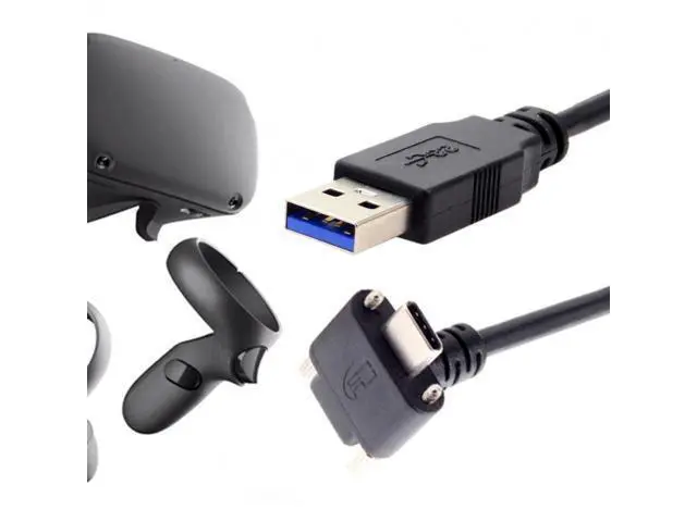 Alt view image 7 of 7 - FVH 8.0M Down Up Angled USB 3.1 Type-C Dual Screw Locking to USB3.0 Data GL3523 Repeater Cable 90 Degree for Camera Oculus Quest Link