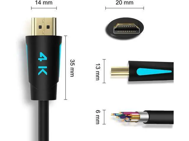 Alt view image 4 of 7 - HDMI Cable 10ft (2pack), TESmart HDMI Cord High Speed with Ethernet 4K@60Hz 4:4:4 HDMI Cables, Premium HDMI Cord Type, Supports HDMI 2.0b 4K 60Hz HDR