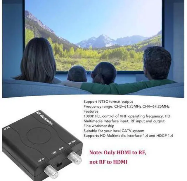 Alt view image 2 of 7 - HDM61 HDMI to Coax Adapter, 1080P HDMI to RF Converter with NTSC Format Output CH3/CH4 Plug and Play RF Modulator for TV Antenna Signal