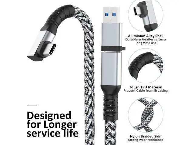 Alt view image 2 of 7 - Link Cable 16FT VR Cable Compatible with Meta Oculus Quest 2/Quest 3/Pro Pico, Nylon Braided Accessories and Gaming PC Steam VR, USB 3.0 Data Transfer Type C Cable, for VR Headset
