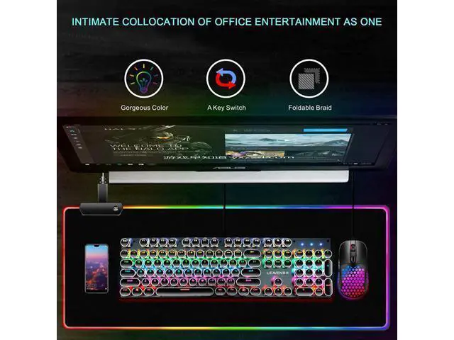 Alt view image 5 of 6 - RGB Mousepad Led Mouse Pad Large Mouse Pad Led and Big Mouse mat