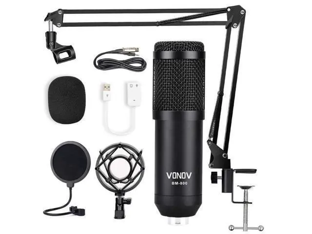 Alt view image 7 of 7 - USB Streaming Podcast PC Microphone professional 192KHZ24Bit Studio Cardioid Condenser Mic Kit with sound card Boom Arm Shock Mount Pop Filter for Skype YouTuber Karaoke Gaming Recording