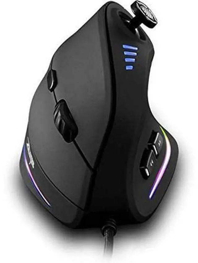 Main image of vertical mouse with control bar,10000dpi ergonomic mouse, led optical usb wired gaming mouse for laptop,pc- black