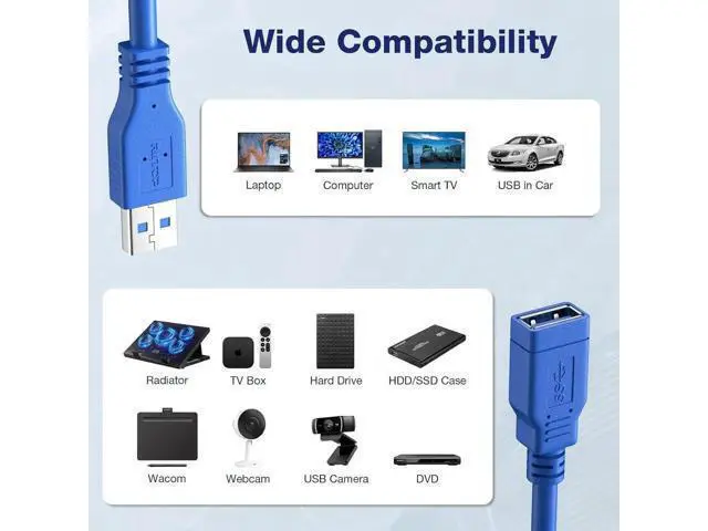 Alt view image 6 of 7 - Short USB 3.0 Extension Cable USB-A Extender Male to Female 5Gbps (1FT,2-Pack)