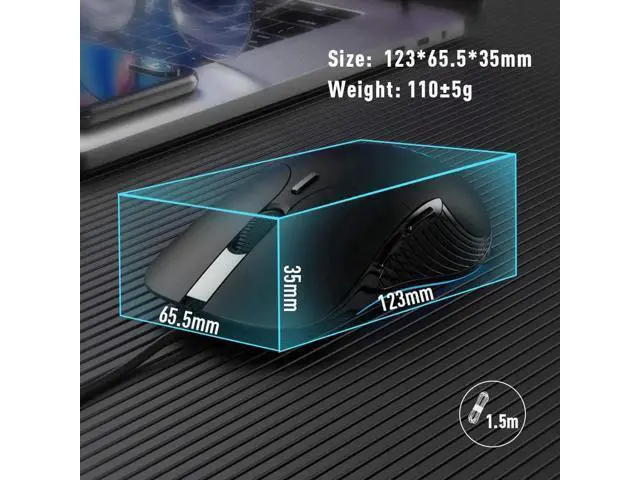 Alt view image 7 of 7 - Wired PC Mouse, Silent Click, 4800DPI Adjustable & 6 Programmable Buttons, Optical tracking, Ergonomic Design, Streamlined inphic USB Wired Mouse for PC Laptop Computer Working and Gaming