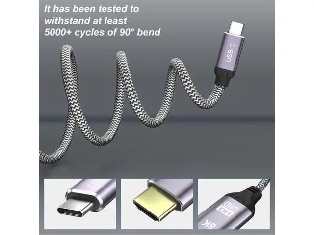 Alt view image 3 of 3 - USB4 USB-C Type-C Source to HDTV 2.0 Display 8K UHD 4K DP to HDTV Male Monitor Cable Connector 1.8m 6ft
