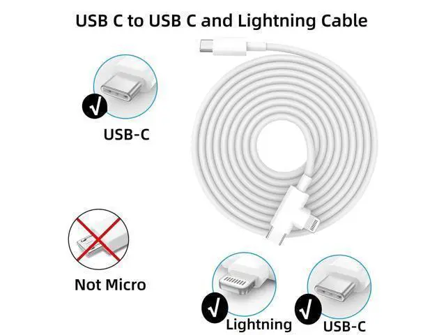 Alt view image 2 of 5 - USB-C to Lightning Cable 2-Pack 6 Feet USB C to USB C Cable 90 Degree Fast Charging Cord for iPhone17/ 16/15/14/13/12 iPad MacBook Galaxy