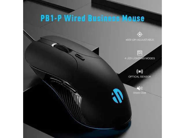 Alt view image 2 of 7 - Wired PC Mouse, Silent Click, 4800DPI Adjustable & 6 Programmable Buttons, Optical tracking, Ergonomic Design, Streamlined inphic USB Wired Mouse for PC Laptop Computer Working and Gaming