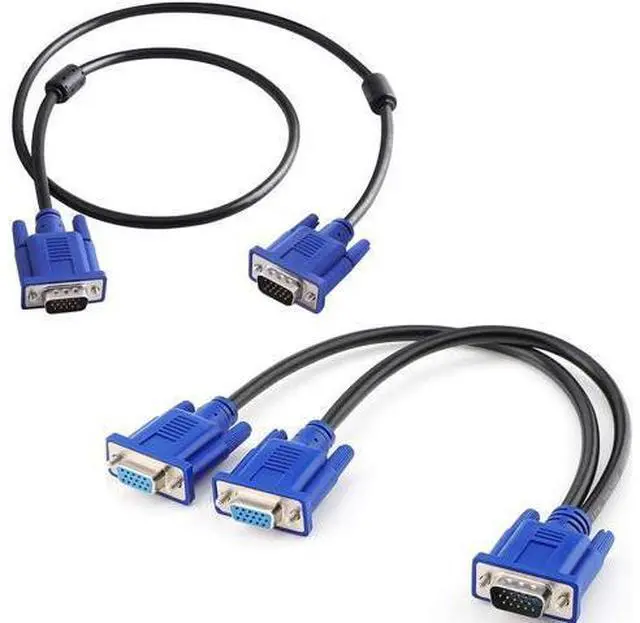 Main image of Pasow VGA to VGA Monitor Cable 3 Feet + VGA Splitter Cable (VGA Y Cable) for Screen Duplication