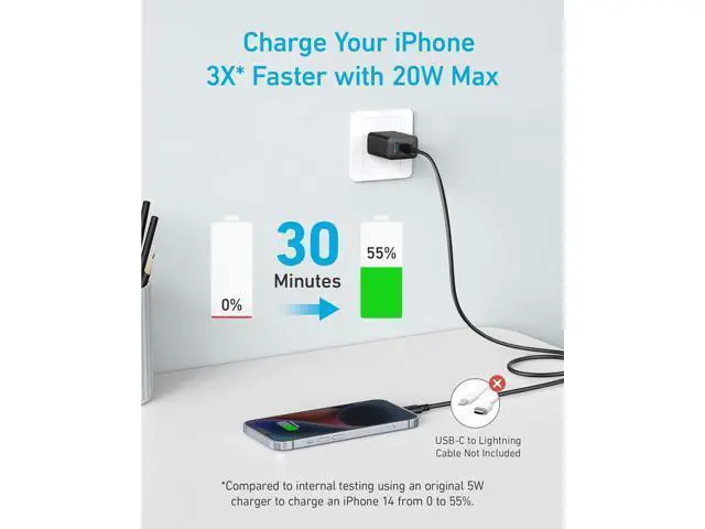 Alt view image 4 of 7 - iPhone 16 Charger USB C Charger Block 2-Pack 20W Fast Wall Charger for 16/16 Pro/Pro Max / iPad Pro and More with 2 Pack 5 ft USB-C Cable
