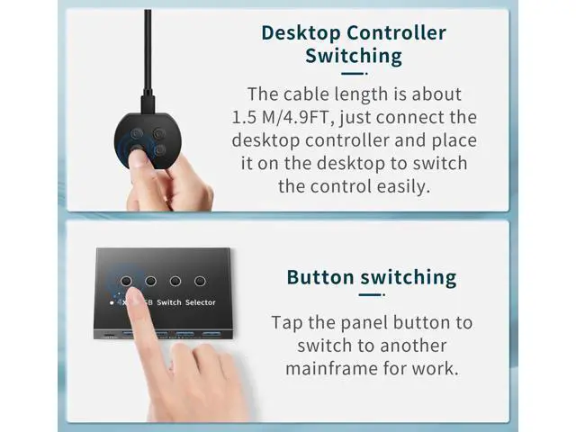 Alt view image 4 of 5 - usb switch 3 computers 4 computers,usb switcher 2 computers share keyboard mouse switch, USB 3.0 switch USB-A&C cable usb c switch selector,usb km switch,With USB-A&C cable and desktop controller