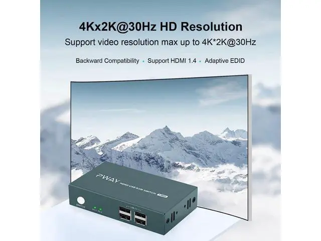 Alt view image 4 of 7 - Steetek KVM Switch HDMI, 2 Port KVM Switch 4K@30Hz with 4 USB 2.0 Ports, HDMI KVM Switch 2 Computer 1 Monitor with Button Switch, USB KVM Switch with 2 HDMI and 2 USB Cables