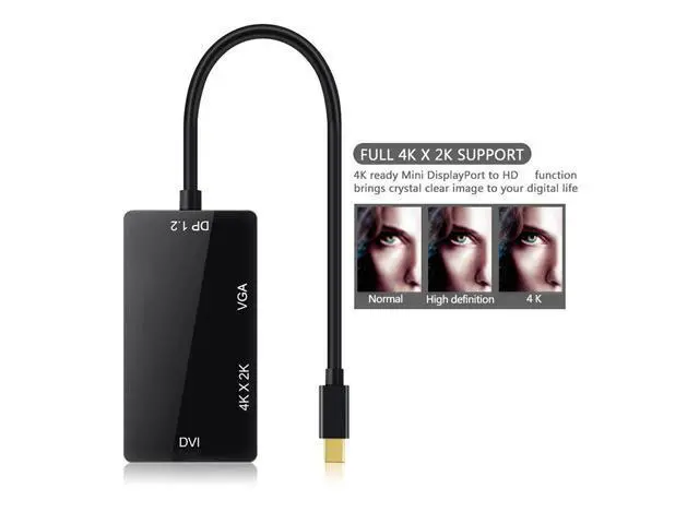 Alt view image 3 of 5 - 3 in 1 Thunderbolt 4K Mini Display Port Dock Converter MINI DP Male To HDMI-compatible DVI VGA Female Adapter Converter Hub