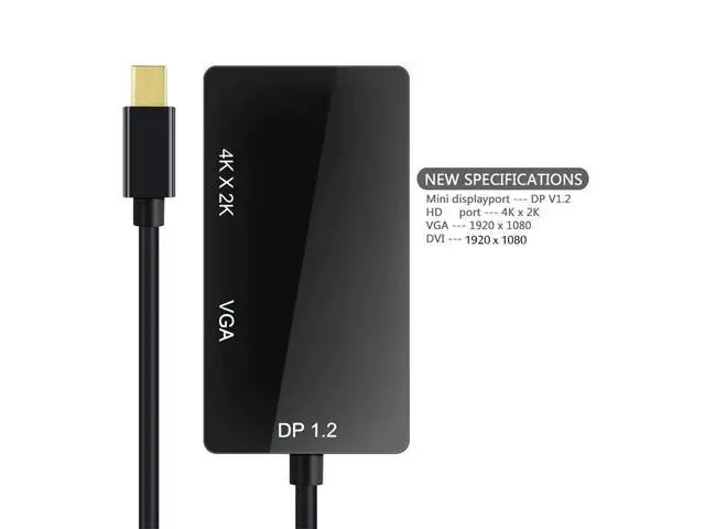 Alt view image 2 of 5 - 3 in 1 Thunderbolt 4K Mini Display Port Dock Converter MINI DP Male To HDMI-compatible DVI VGA Female Adapter Converter Hub