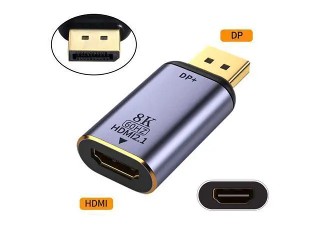 Alt view image 2 of 3 - DisplayPort 1.4 Source to HDTV 2.0 Display 8K 60hz UHD 4K DP to HDTV Male Monitor Adapter Connector