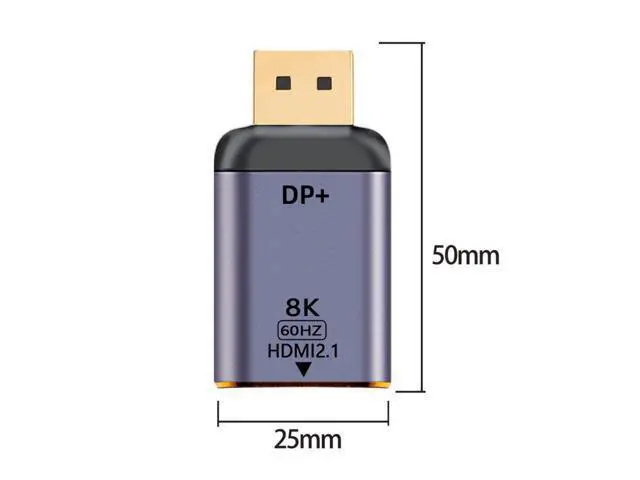 Alt view image 3 of 3 - DisplayPort 1.4 Source to HDTV 2.0 Display 8K 60hz UHD 4K DP to HDTV Male Monitor Adapter Connector