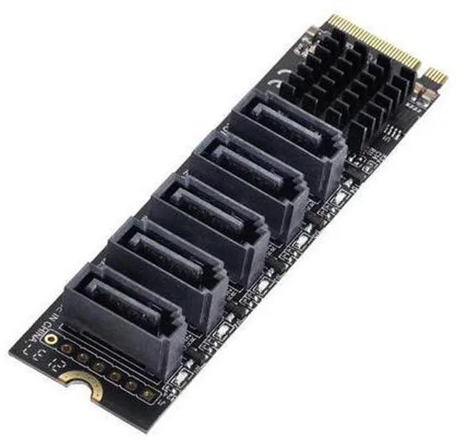 Alt view image 5 of 5 - ChenYang M.2 NGFF NVME M-Key PCI Express to SATA 3.0 6Gbps 5 Ports Adapter Converter Hard Drive Extension Card JMB585 2280