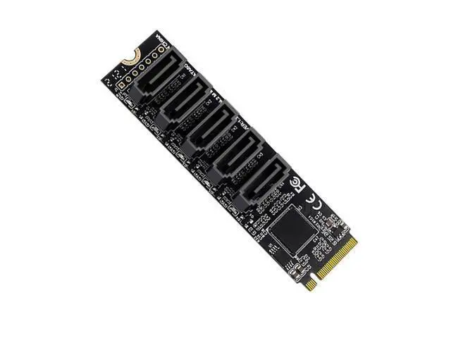Alt view image 2 of 3 - NVME M.2 NGFF M-Key PCI Express to SATA 3.0 6Gbps 5 Ports Adapter Converter Hard Drive Extension Card JMB585 2280