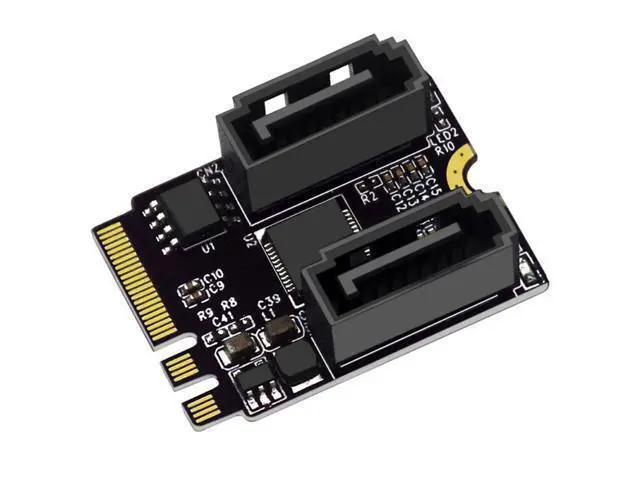 Alt view image 2 of 3 - Riser Card M.2 (A+E Key) to 2-Port SATA3.0 Expansion Card Key A+E Wifi M.2 to SATA Adapter Card Drive JMB582