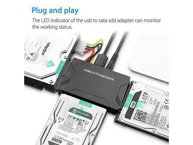Alt view image 2 of 7 - USB 3.0 to Hard Drive Converter Cable USB 3.0 to IDE SATA Adapter 2.5" 3.5" SATA IDE SSD Hard Drive Disks Support 6TB USB 3.0 to IDE & SATA Converter External Hard Drive Adapter Kit 2.5"/3.5" Cable