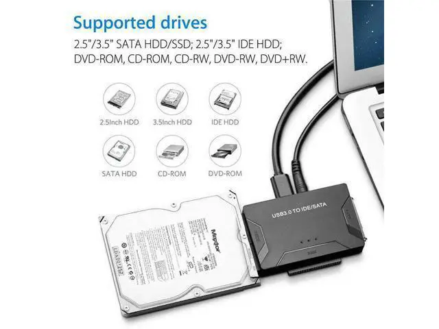 Alt view image 3 of 7 - USB 3.0 to Hard Drive Converter Cable USB 3.0 to IDE SATA Adapter 2.5" 3.5" SATA IDE SSD Hard Drive Disks Support 6TB USB 3.0 to IDE & SATA Converter External Hard Drive Adapter Kit 2.5"/3.5" Cable