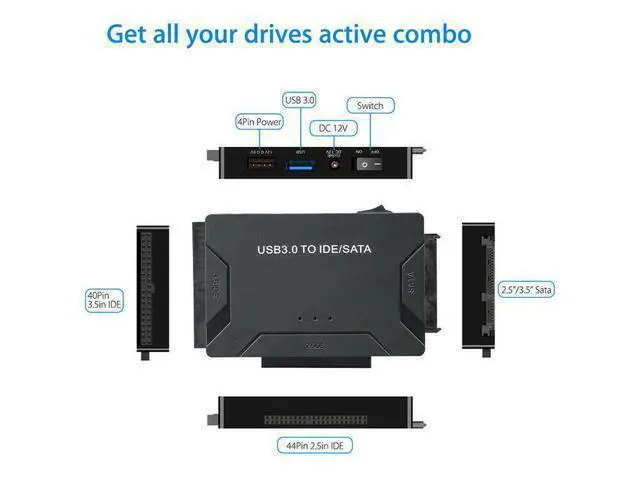 Alt view image 4 of 7 - USB 3.0 to Hard Drive Converter Cable USB 3.0 to IDE SATA Adapter 2.5" 3.5" SATA IDE SSD Hard Drive Disks Support 6TB USB 3.0 to IDE & SATA Converter External Hard Drive Adapter Kit 2.5"/3.5" Cable