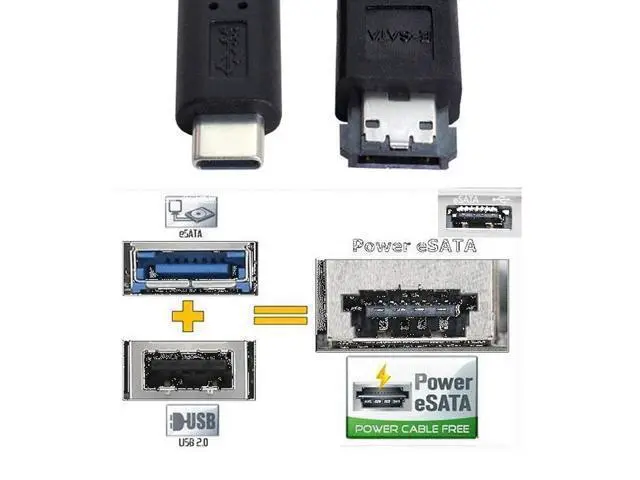 Alt view image 4 of 5 - Zell Cy Esata To Usb C Cable Usb Type C Male Host To Esata Esatap Hdd Cable For Laptop Pc