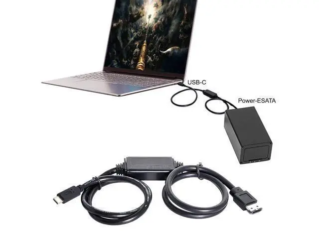 Alt view image 5 of 5 - Zell Cy Esata To Usb C Cable Usb Type C Male Host To Esata Esatap Hdd Cable For Laptop Pc