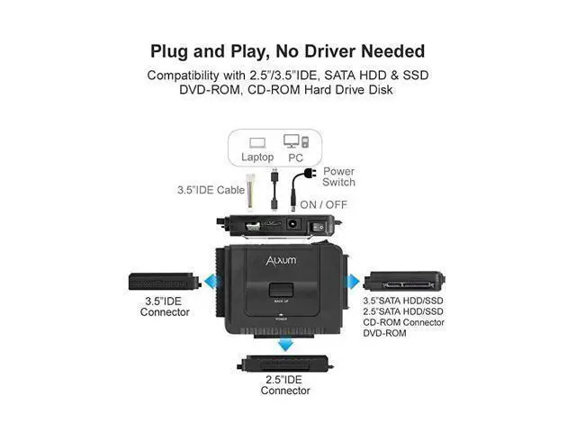 Alt view image 3 of 7 - USB 30 to IDE SATA Converter for Universal 25 amp 35 inches SATA HDD SDD amp IDE HDD Drives Support One Touch Backup Function Hard Drive Adapter with 12V 2A Power Adapter and USB 30 Cable