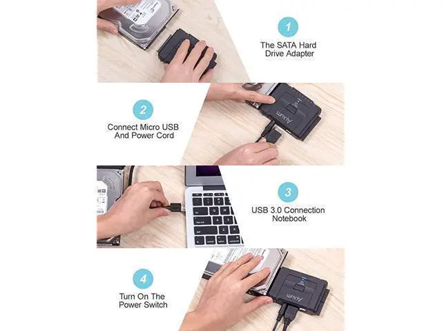 Alt view image 4 of 7 - USB 30 to IDE SATA Converter for Universal 25 amp 35 inches SATA HDD SDD amp IDE HDD Drives Support One Touch Backup Function Hard Drive Adapter with 12V 2A Power Adapter and USB 30 Cable