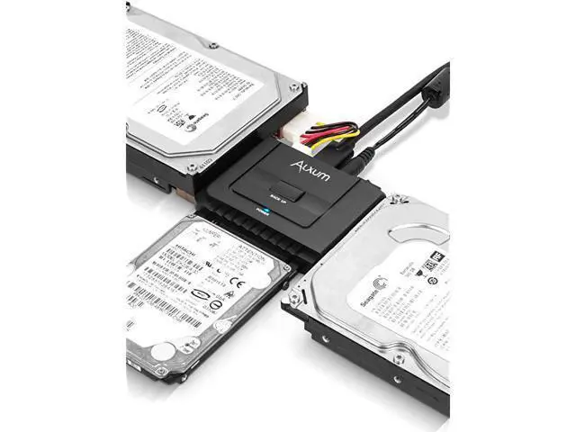 Alt view image 6 of 7 - USB 30 to IDE SATA Converter for Universal 25 amp 35 inches SATA HDD SDD amp IDE HDD Drives Support One Touch Backup Function Hard Drive Adapter with 12V 2A Power Adapter and USB 30 Cable